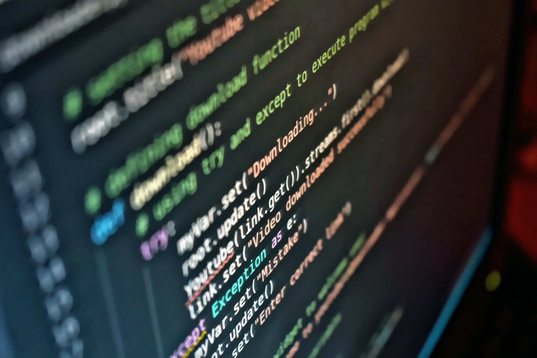 Close-up of code on a computer screen.