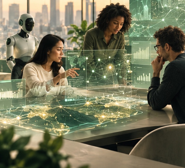 A team reading a live map of AI markets together